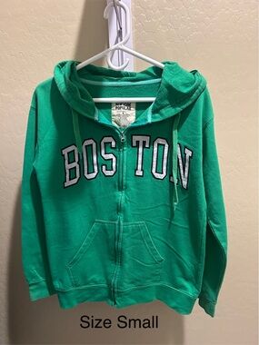 Mens Boston Green Zip-Up Hoodie